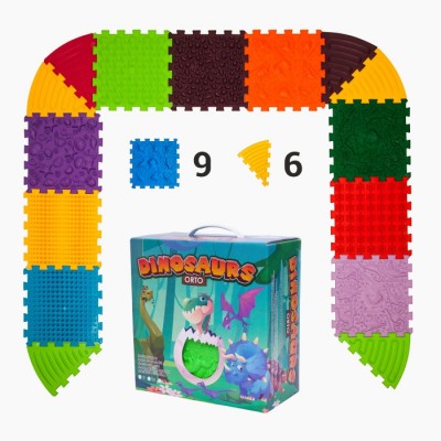 Масажний килимок Ортек Динозаври Пазли 9 ел. + 6 Трикутників 28x28 см Масажний килимок Ортек Динозаври Пазли 9 ел. + 6 Трикутників 28x28 см