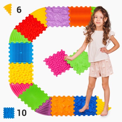 Масажний килимок Ортек Динозаври Пазли 10 ел. + 6 Трикутників 28x28 см Масажний килимок Ортек Динозаври Пазли 10 ел. + 6 Трикутників 28x28 см