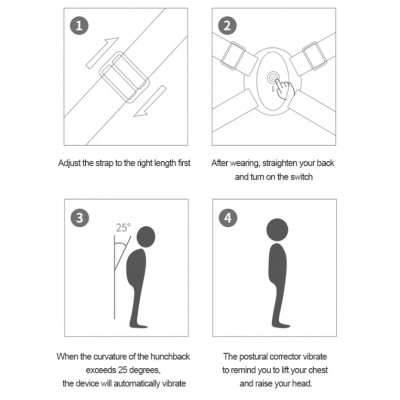 Розумний електронний коректор постави з вібрацією 10x12 см Розумний електронний коректор постави з вібрацією 10x12 см